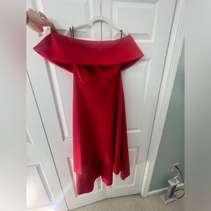Red off the shoulder dress